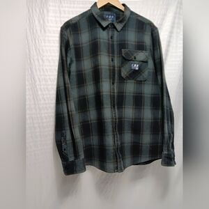 Fox Racing Men's Long sleeve Plaid Flannel button down shirt.  Size L